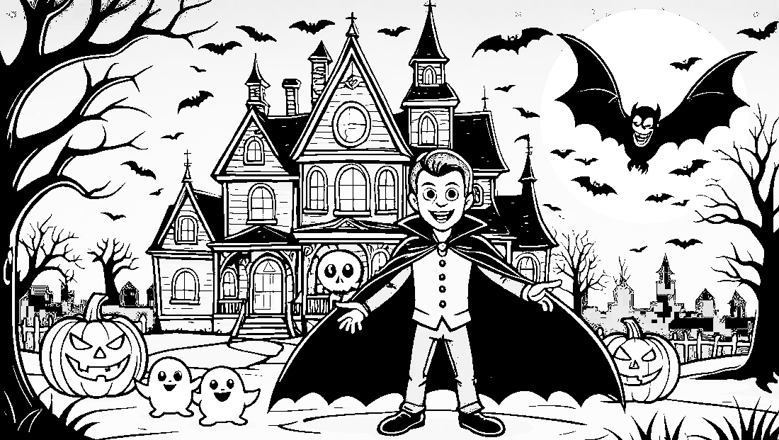 Free coloring page to print A halloween vampire