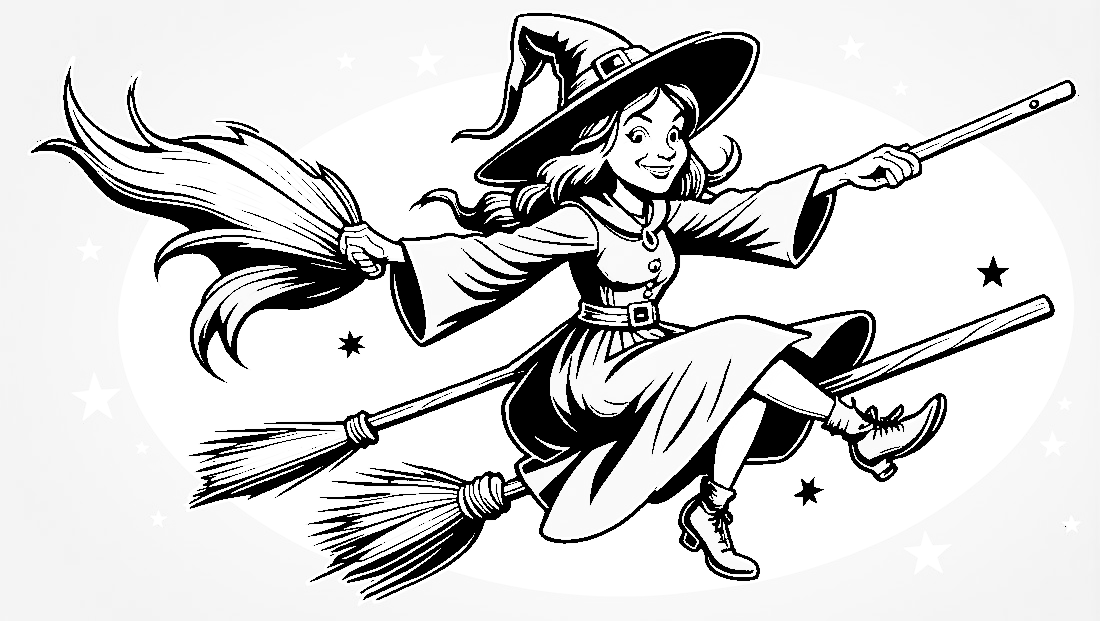 Free coloring page to print A halloween smiling witch