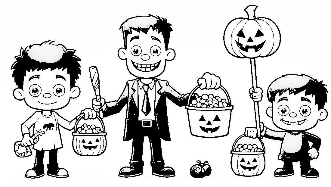 Free coloring page to print A halloween cute Frankenstein