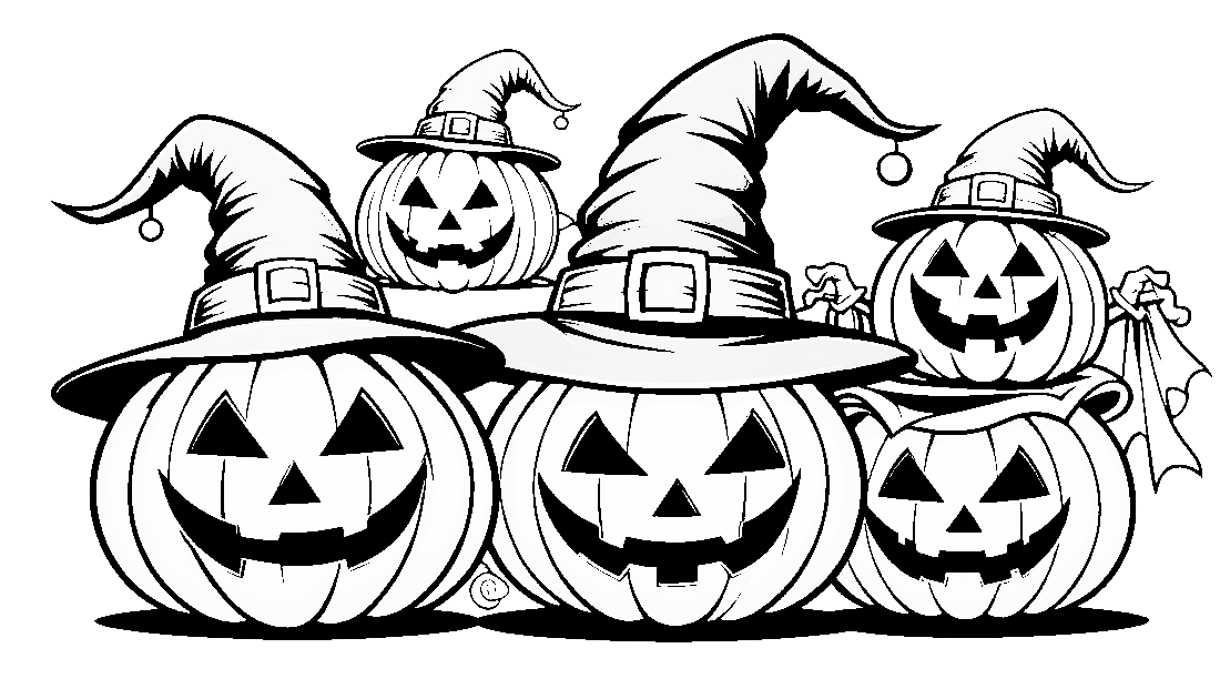 Free coloring page to print A halloween three pumpkins