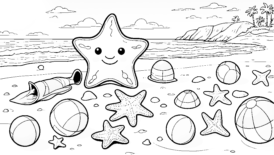 Free coloring page to print A beach scavenger hunt for kids