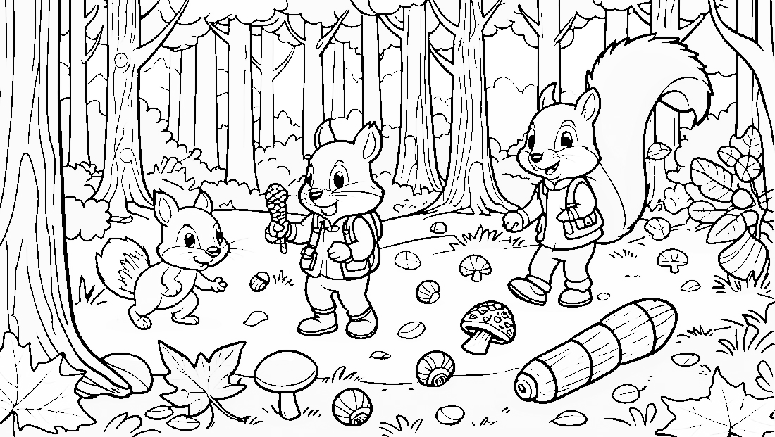 Free coloring page to print A fun forest scavenger hunt