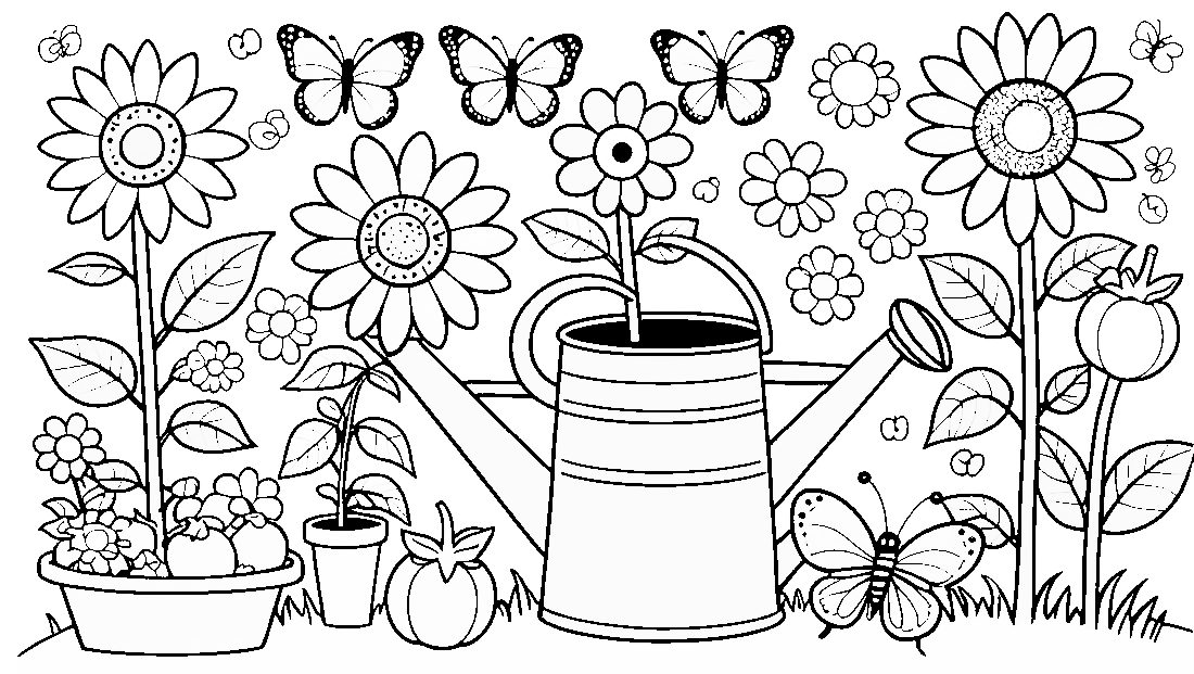 Free coloring page to print A delightful garden scavenger hunt for kids