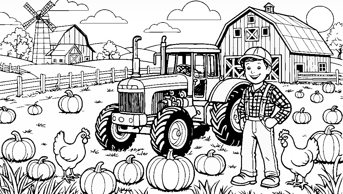 Free coloring page to print A lively farm scavenger hunt for kids