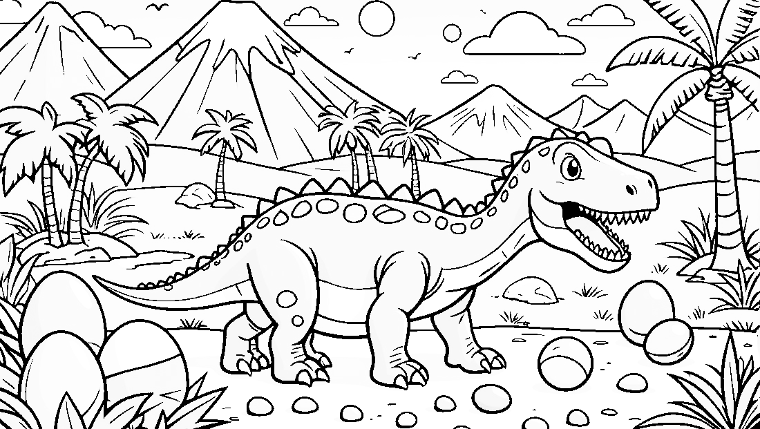 Free coloring page to print A playful dinosaur-themed scavenger hunt for kids