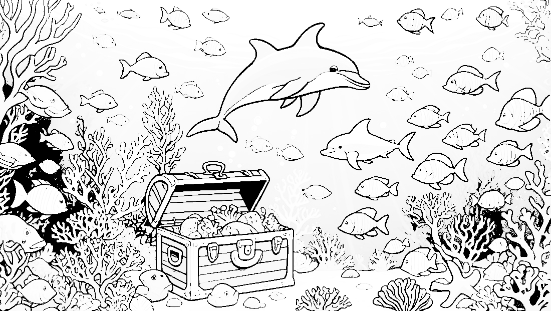 Free coloring page to print A vibrant underwater scavenger hunt for kids