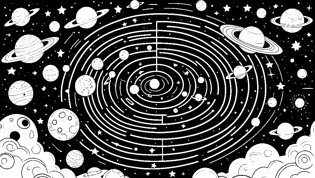 Free coloring page to print A cosmic maze