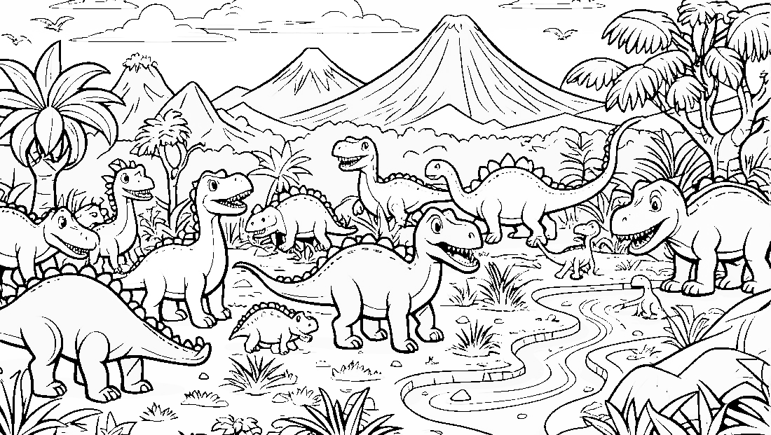 Free coloring page to print A prehistoric maze