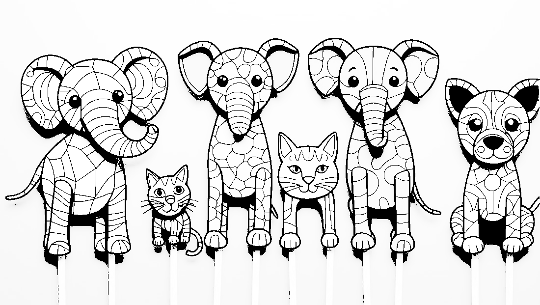 Free coloring page to print A collection of DIY animal puppets 