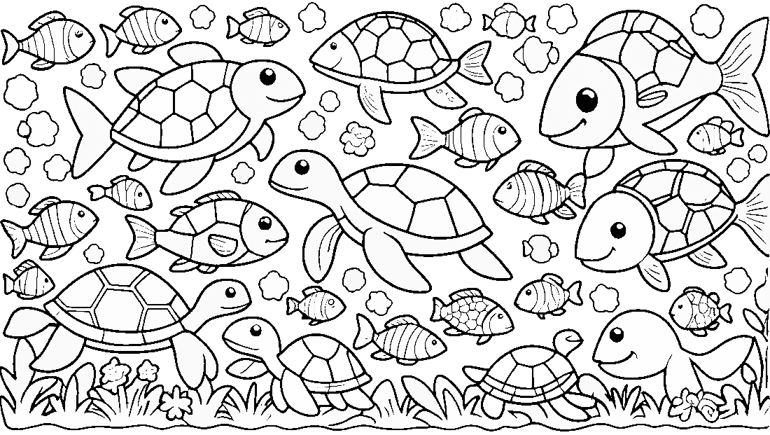 Free coloring page to print A vibrant collage of various animal shapes 