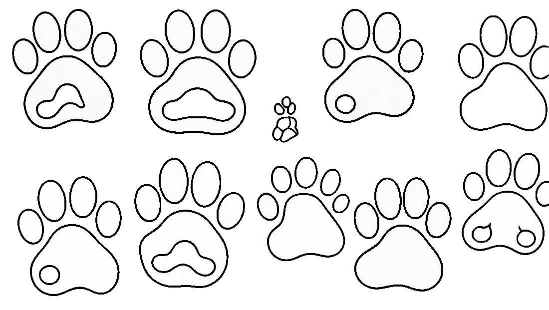 Free coloring page to print An illustration of colorful animal footprints 