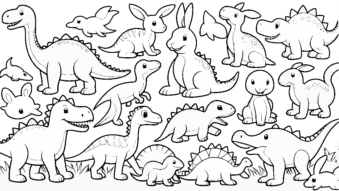 Free coloring page to print A playful collection of various animal 