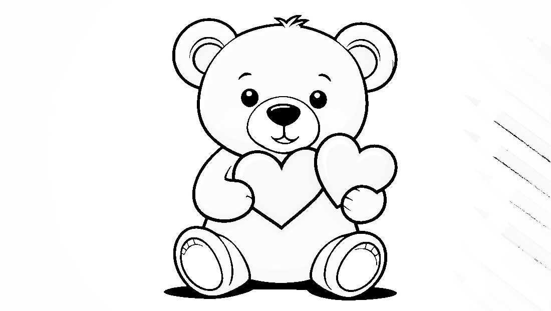 Free coloring page to print a Bear holding a heart.