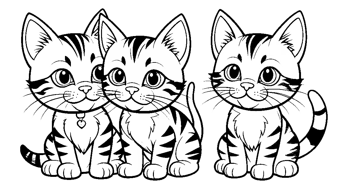 Free coloring page to print Three cute cats