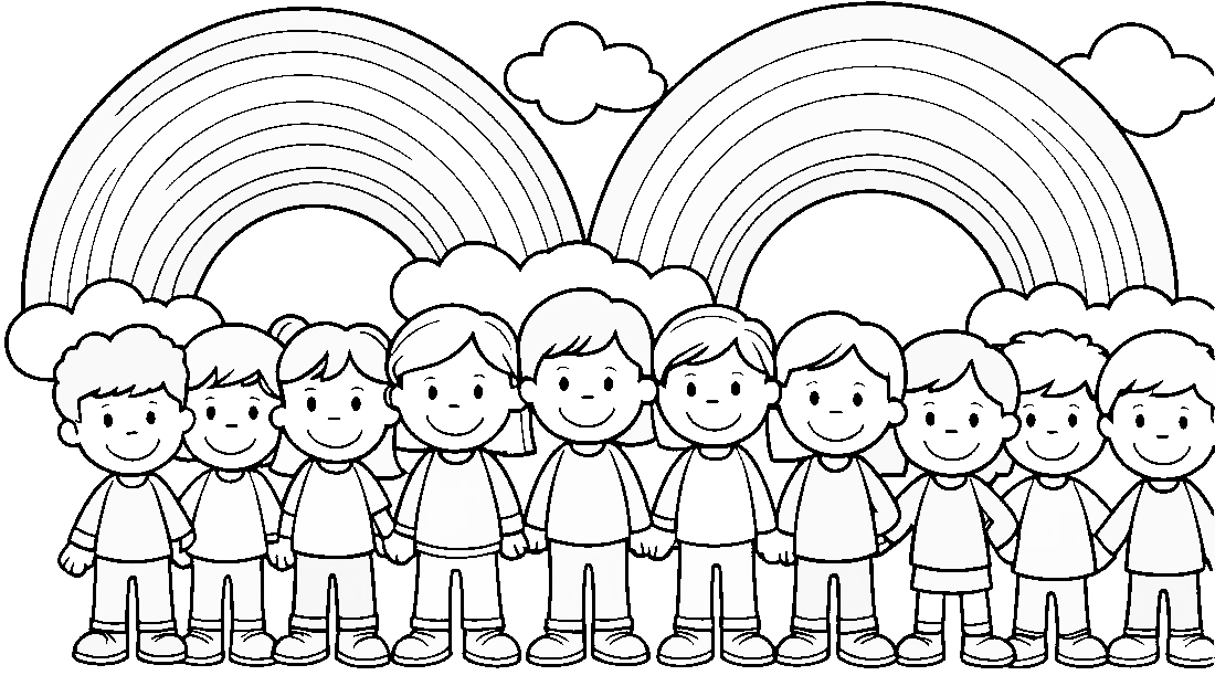 Free coloring page to print rainbow