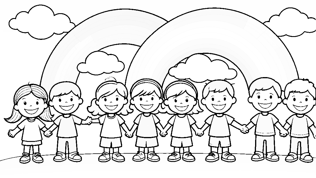 Free coloring page to print simple rainbow only