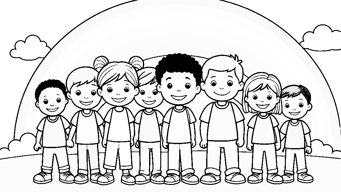 Free coloring page to print A big rainbow that