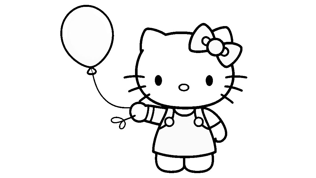 Free coloring page to print Hello Kitty holding a