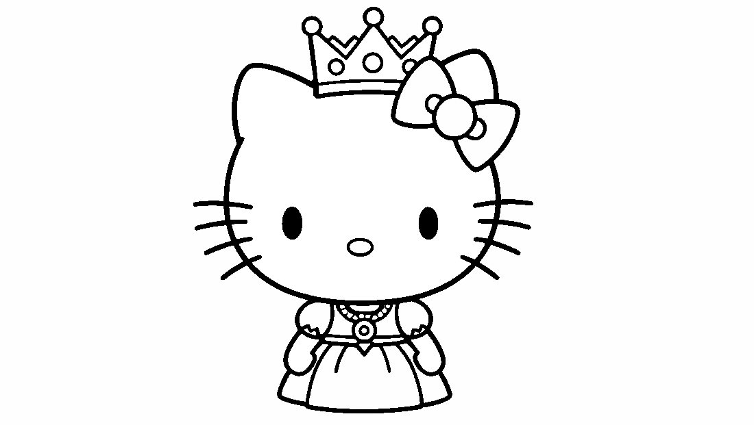 Free coloring page to print Hello Kitty dressed as