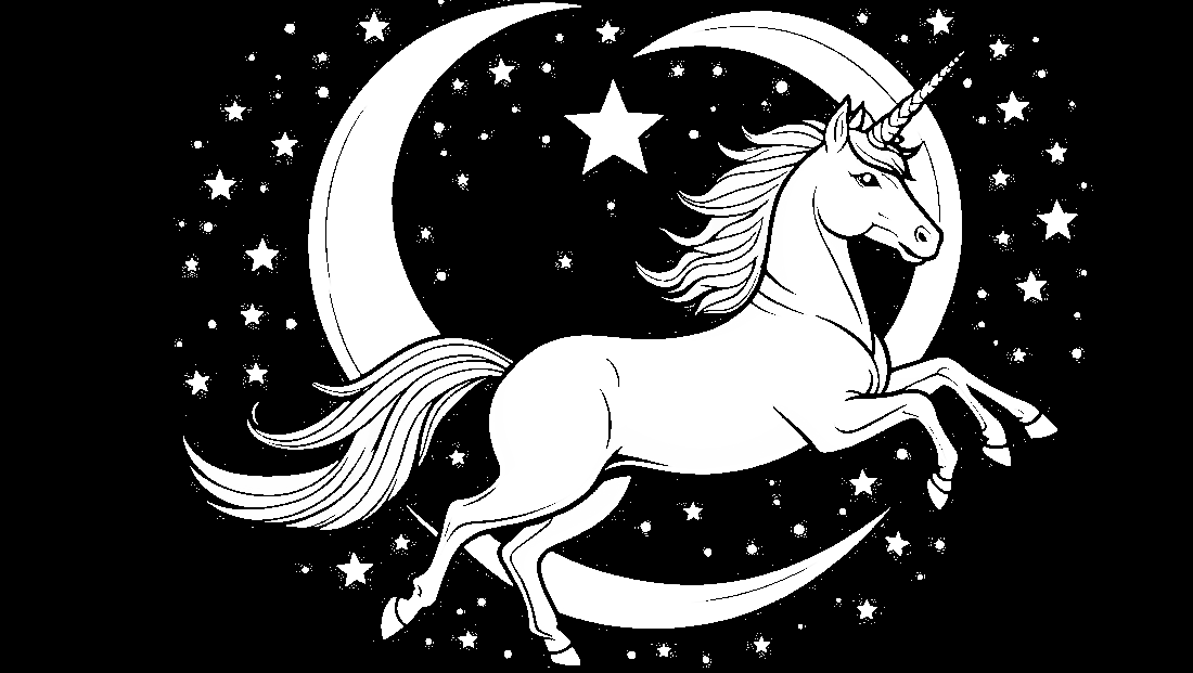 Free coloring page to print Unicorn jumping over a