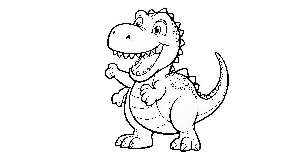 Free coloring page to print Friendly dinosaur waving with