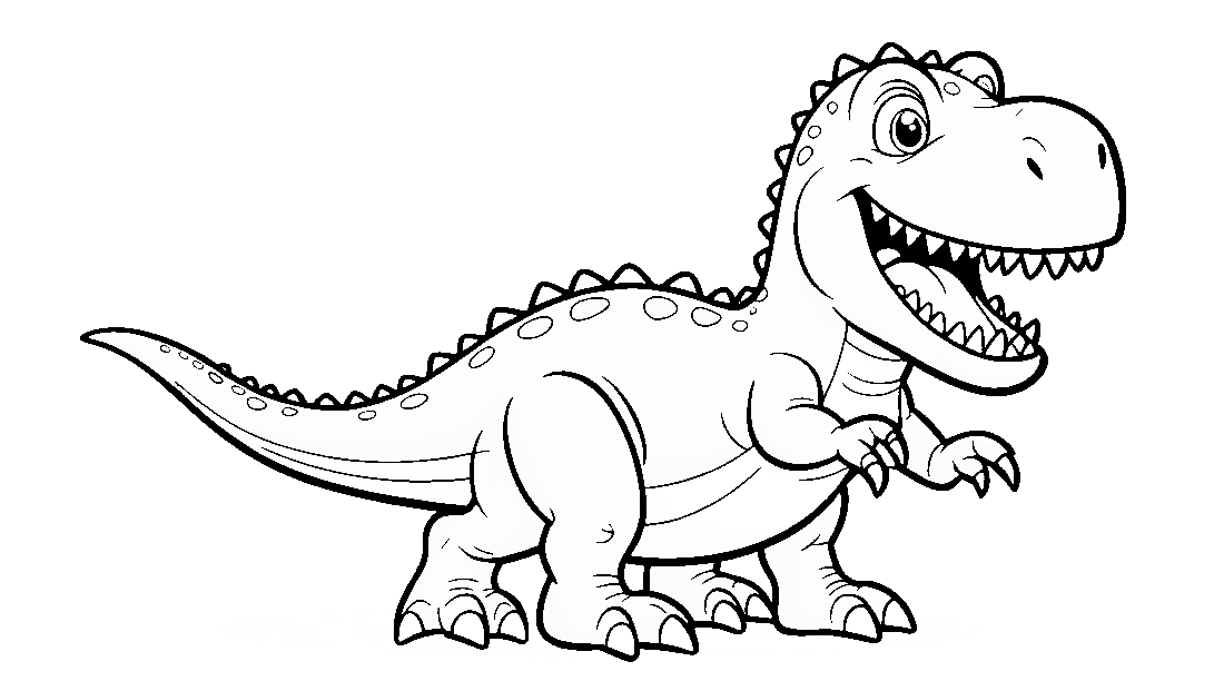 Free coloring page to print Cute T-Rex smiling and