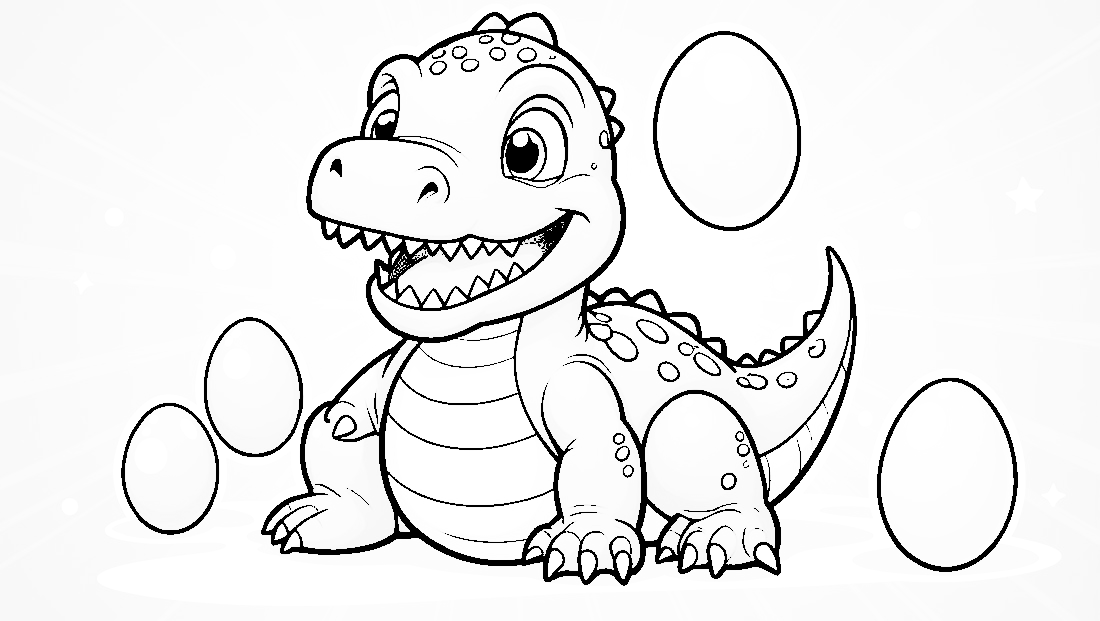 Free coloring page to print Baby dinosaur hatching with