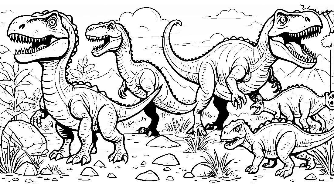 Free coloring page to print Dinosaur fossils in a