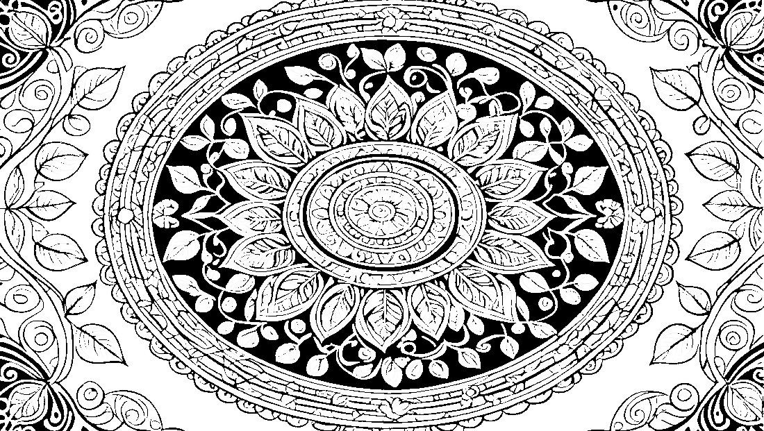 Free coloring page to print Mandala with swirling leaf