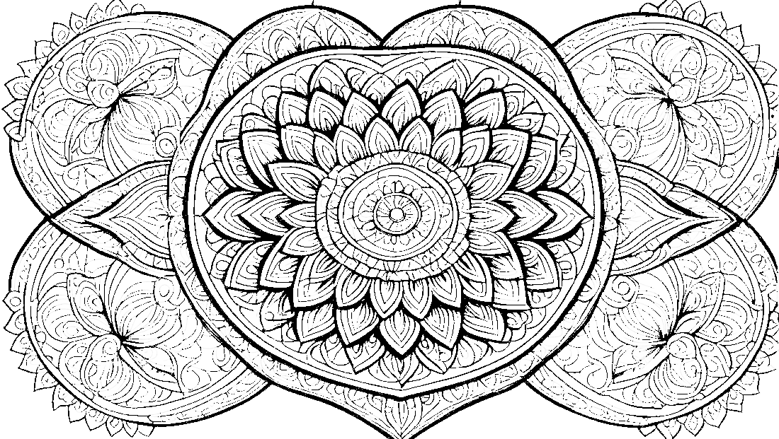 Free coloring page to print Heart-shaped mandala with delicate