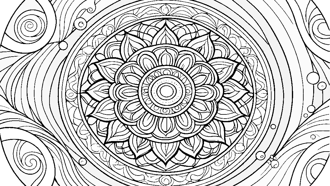 Free coloring page to print Mandala featuring waves and