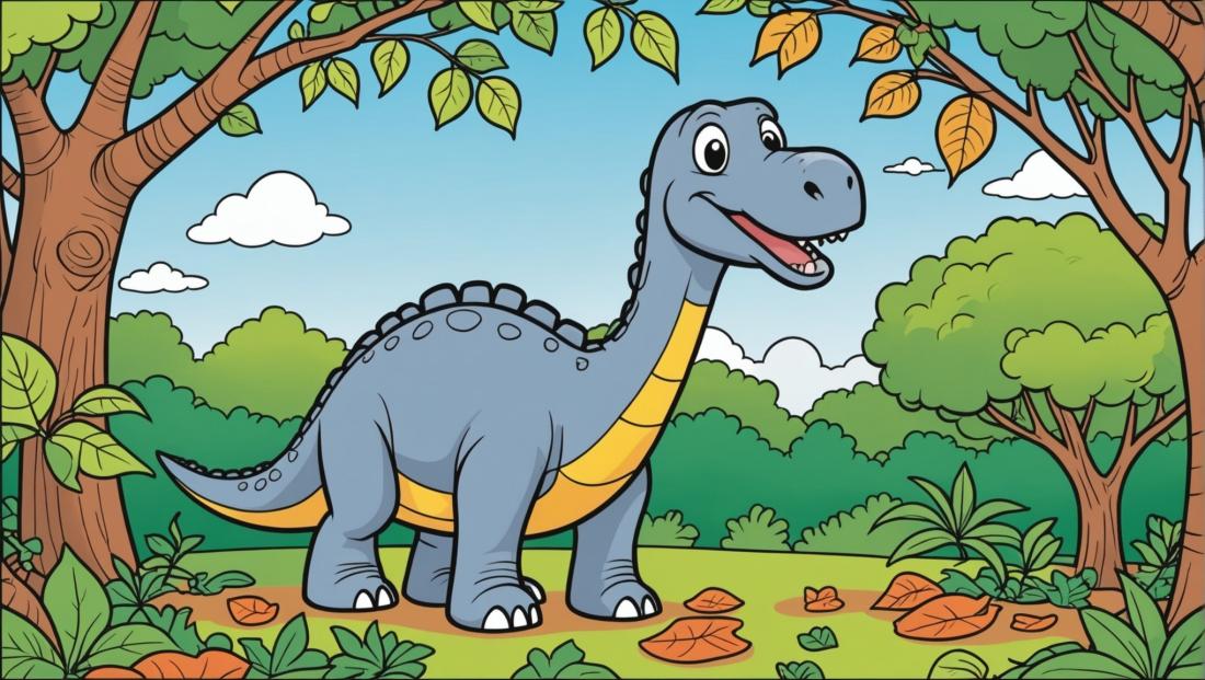 Free coloring page to print Brontosaurus munching on leaves