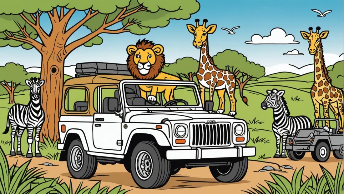 Free coloring page to print An adventurous safari scavenger hunt for kids