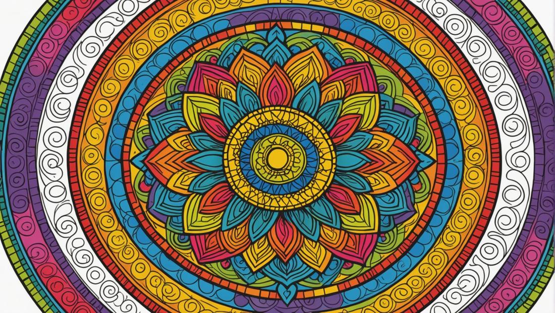 Free coloring page to print Circular mandala with playful