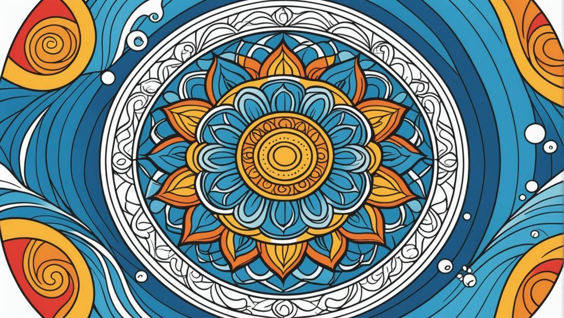 Free coloring page to print Mandala featuring waves and