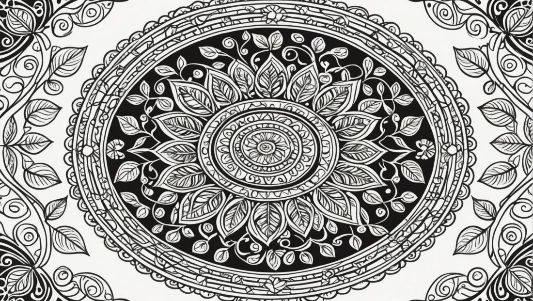 Free coloring page to print Mandala with swirling leaf