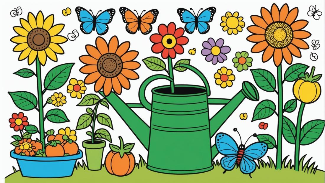 Free coloring page to print A delightful garden scavenger hunt for kids