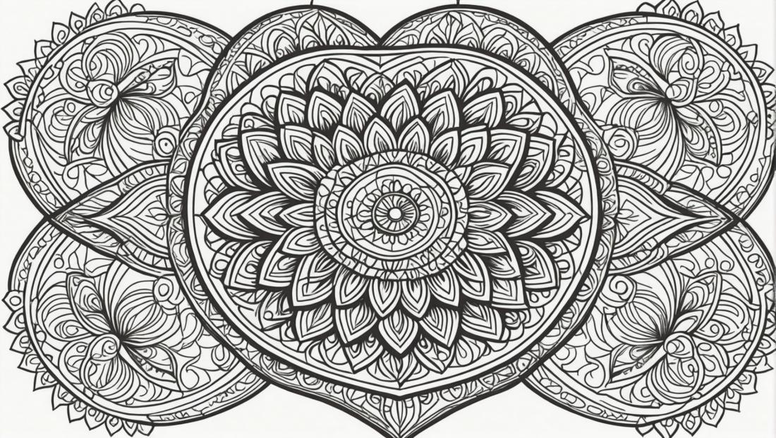 Free coloring page to print Heart-shaped mandala with delicate