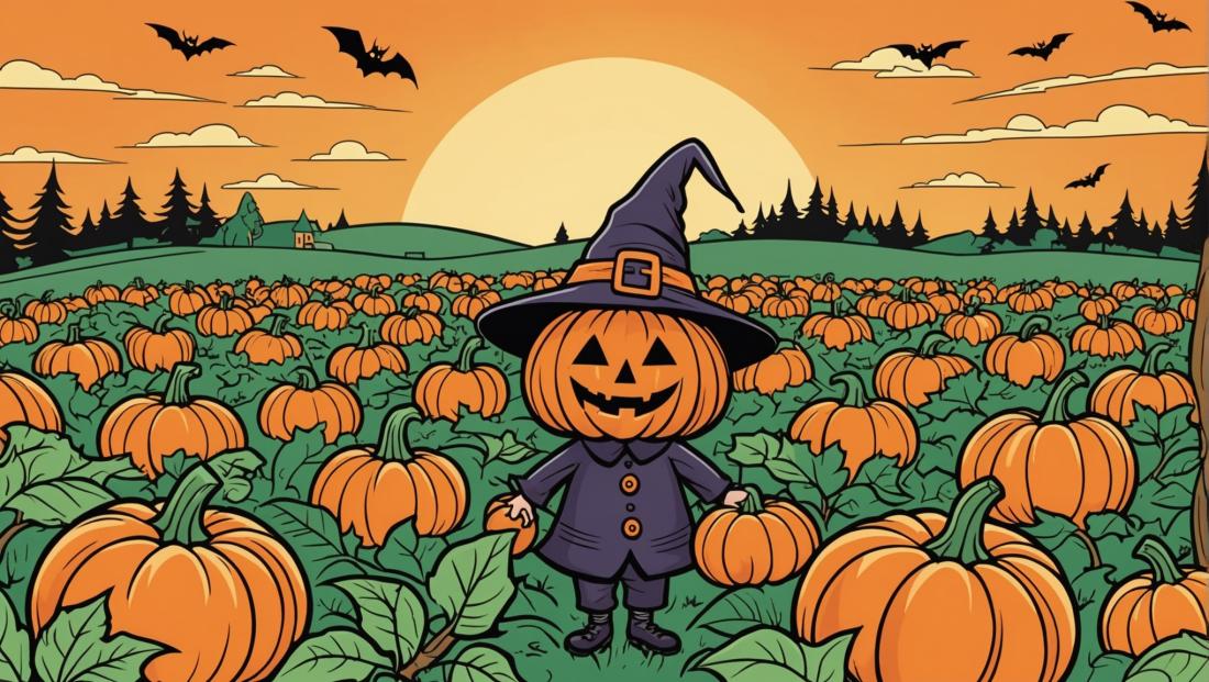 Free coloring page to print A pumpkin field 