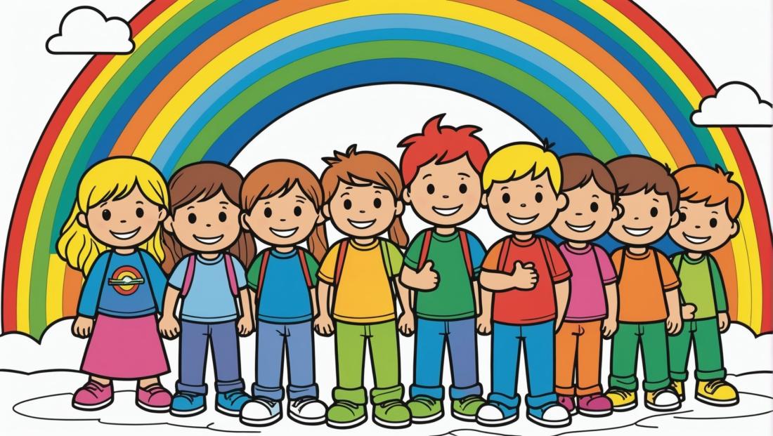 Free coloring page to print A simple rainbow with