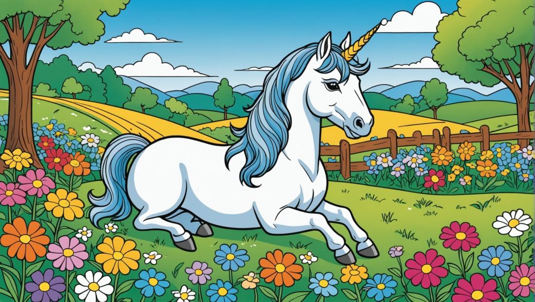 Free coloring page to print Unicorn sitting in a