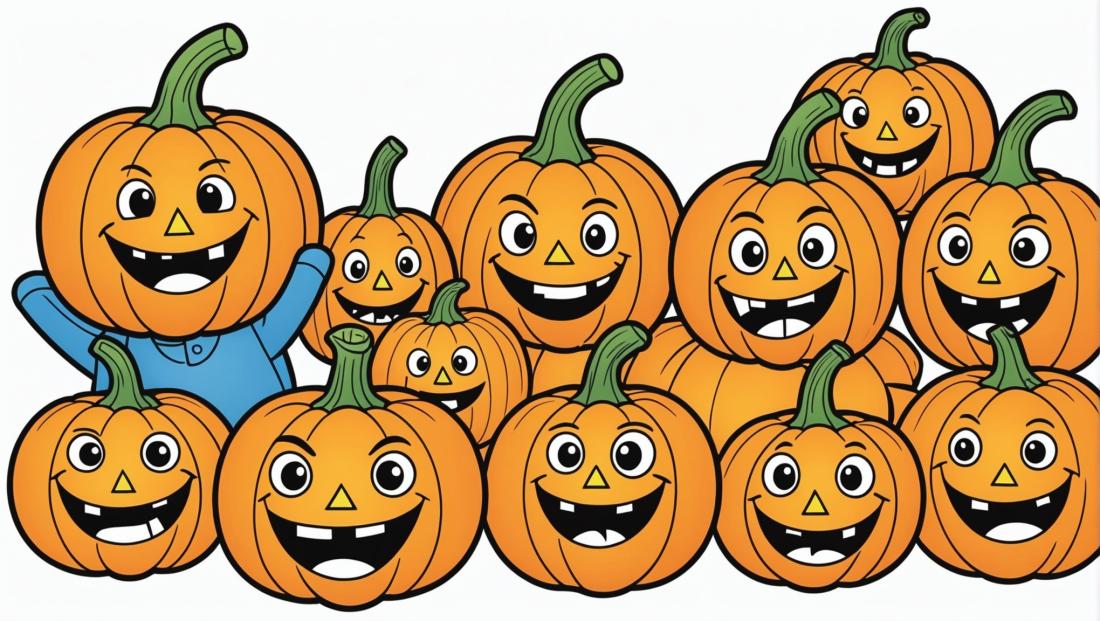 Free coloring page to print A halloween group of pumpkins