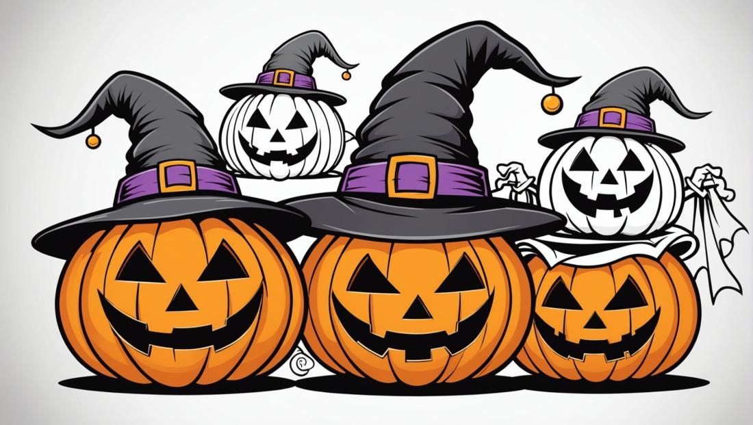 Free coloring page to print A halloween three pumpkins