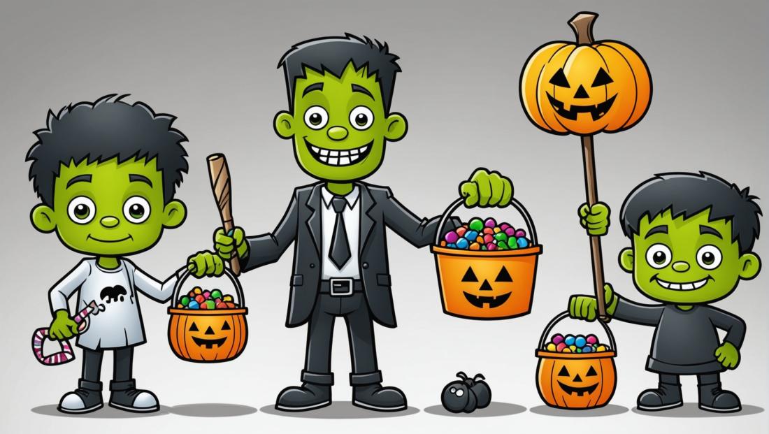 Free coloring page to print A halloween cute Frankenstein