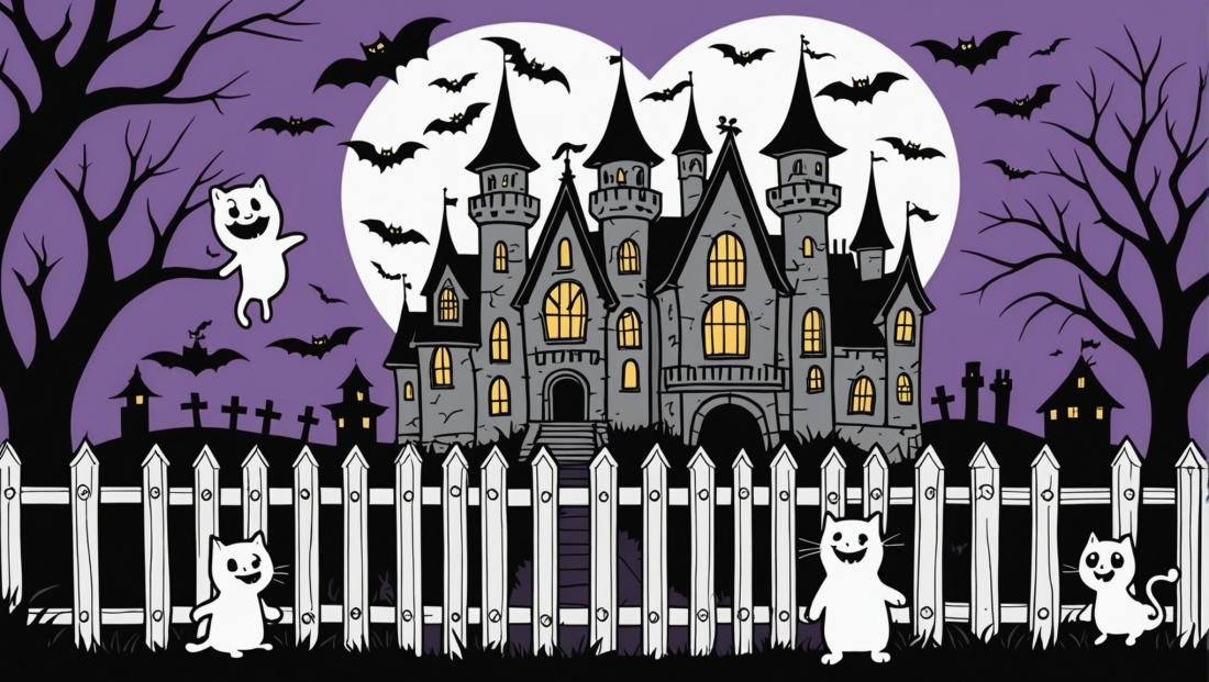 Free coloring page to print A halloween adorable castle