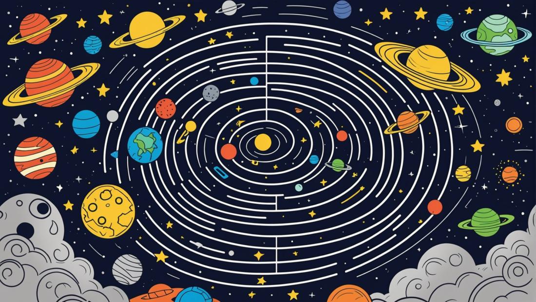 Free coloring page to print A cosmic maze