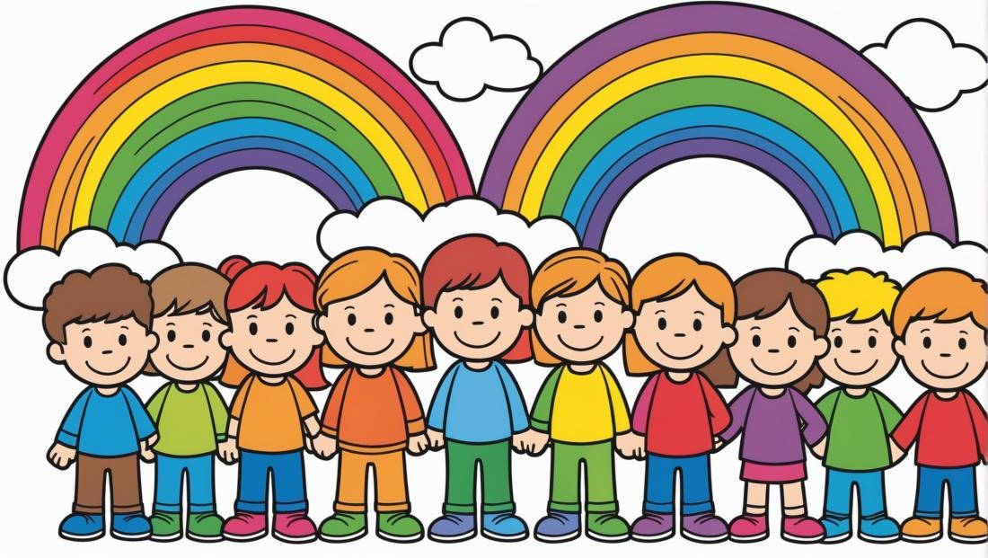 Free coloring page to print rainbow