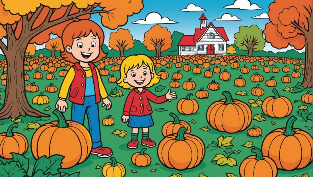 Free coloring page to print Pumpkin patch with colorful pumpkins.