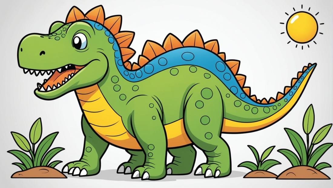 Free coloring page to print Cheerful dinosaur