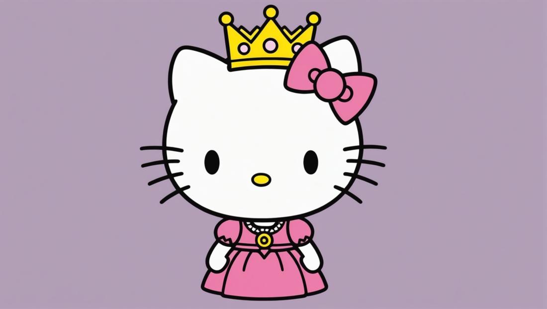 Free coloring page to print Hello Kitty dressed as